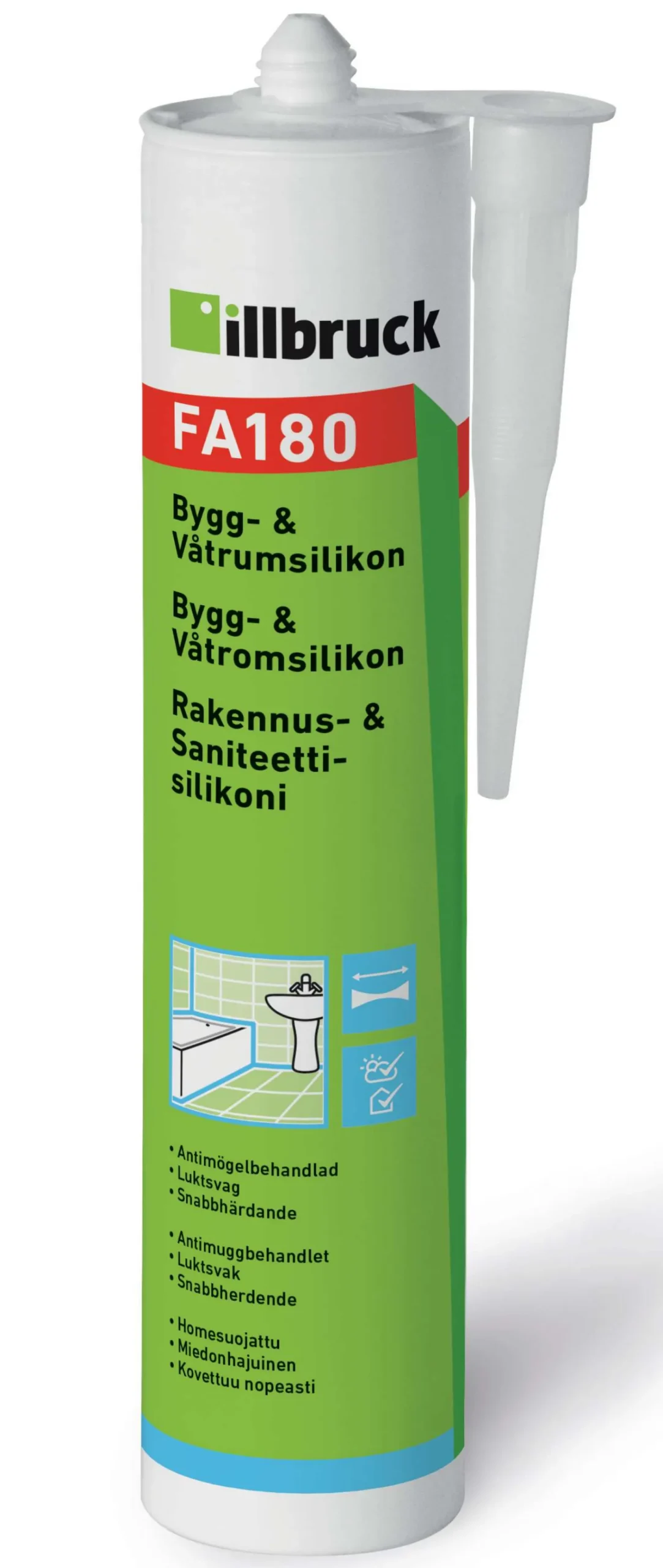 ILLBRUCK BYGG&VÅTRUMSSILIKON SVART 300 FA180