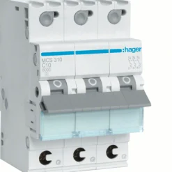 HAGER Elcentraler Och Tillbehör<DVÄRGBRYTARE QC 3-POL C-10A 6KA MCS310