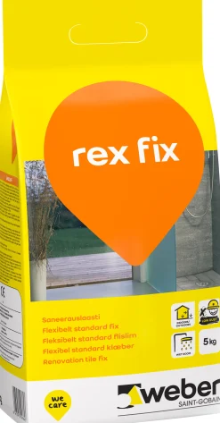 Fästmassa<FÄSTMASSA WEBER REX FIX FLEXIBELT STD 5KG