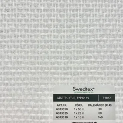 SWEDTEX GLASFIBERVÄV G135 50M LÅGSTRUKTUR TYP 50M Online