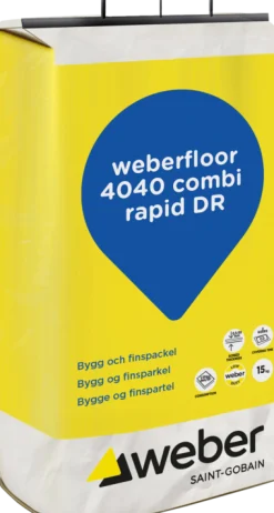 WEBER SAINT-GOBAIN Avjämningsmassa<GOLVBRUK WEBER FLOOR 4040 COMBI RAPID DR 15KG