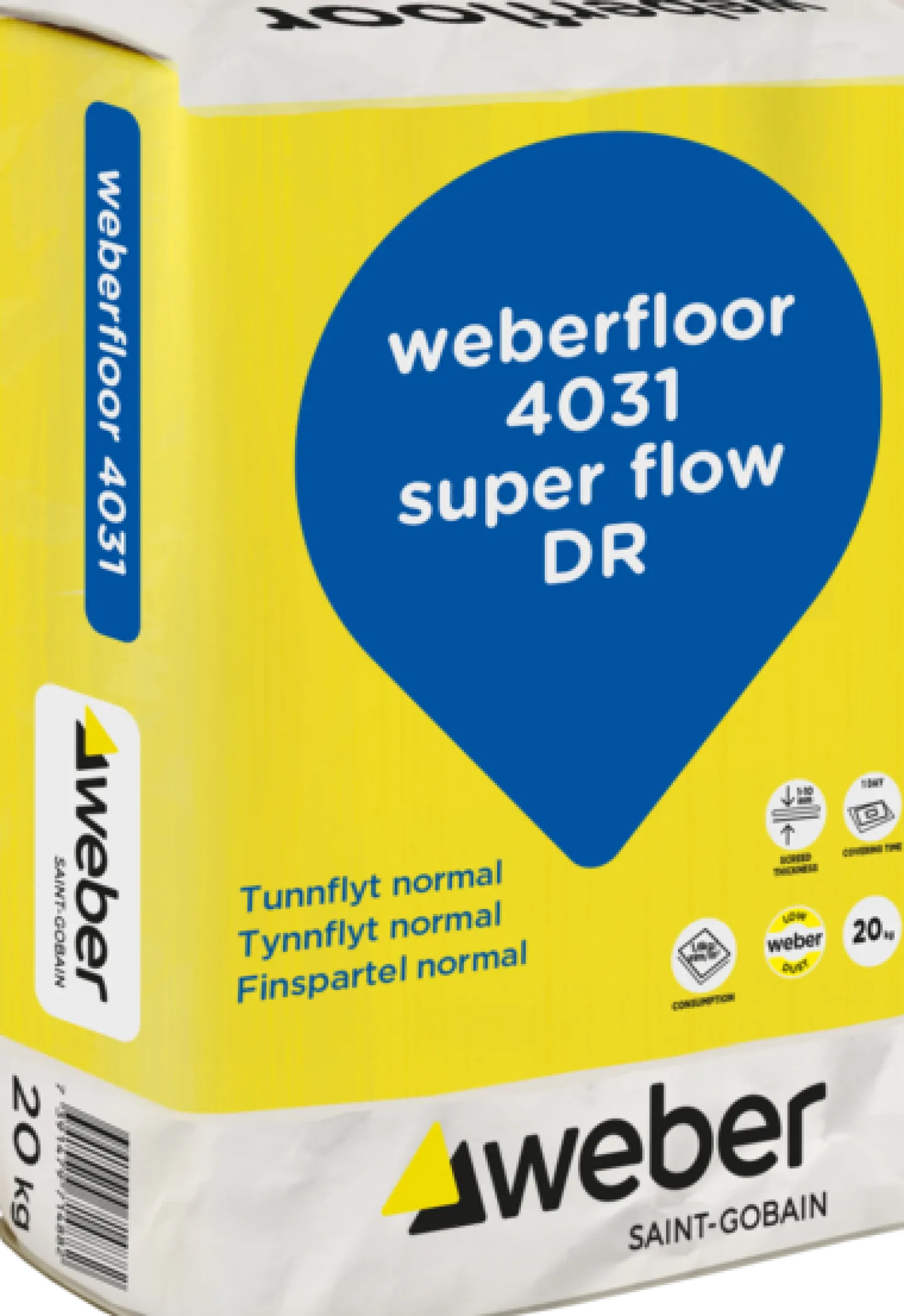 WEBER SAINT-GOBAIN Avjämningsmassa<GOLVBRUK WEBER FLOOR 4031 SUPER FLOW DR 20KG