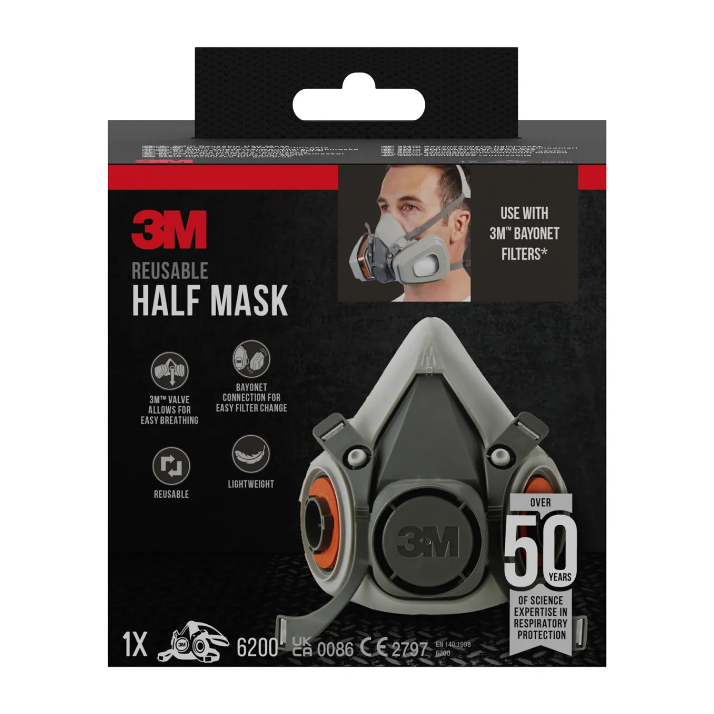3M Andningsskydd<HALVMASK 6200 B-PT