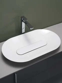 HAFA Tvättställ<HANDFAT EDGE OVAL GLASERAT, STÅL