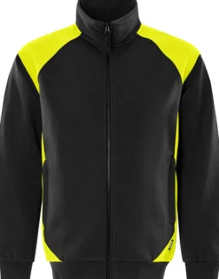 FRISTADS JACKA 7248 GSM SWEATSHIRT SVART/HIVIS GUL STL L Clearance