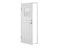 CELLO Förrådsdörrar<KALLFÖRRÅDSDÖRR 90X200 V GLASFÖNSTER GRUNDMÅLAD