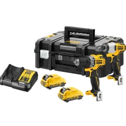 DEWALT Maskinpaket<MASKINKIT DCK2110L2T 3,0AH SKRUVDR SLAGSKRUVDR 12V