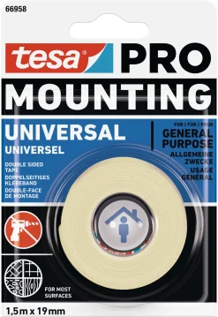 TESA Tejp Och Täckmaterial<MONTERINGSTEJP PRO UNIVERSAL 19MM 1,5M
