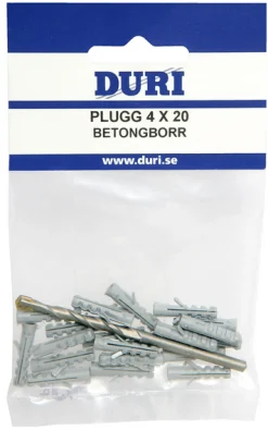DURI Dörrvalv<PLUGG 4X20/BETONGBORR KIT 4MM