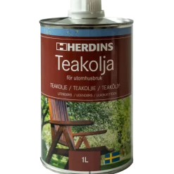 HERDINS Oljor Och Träskydd<TEAKOLJA UTOMHUS 1L (NY)