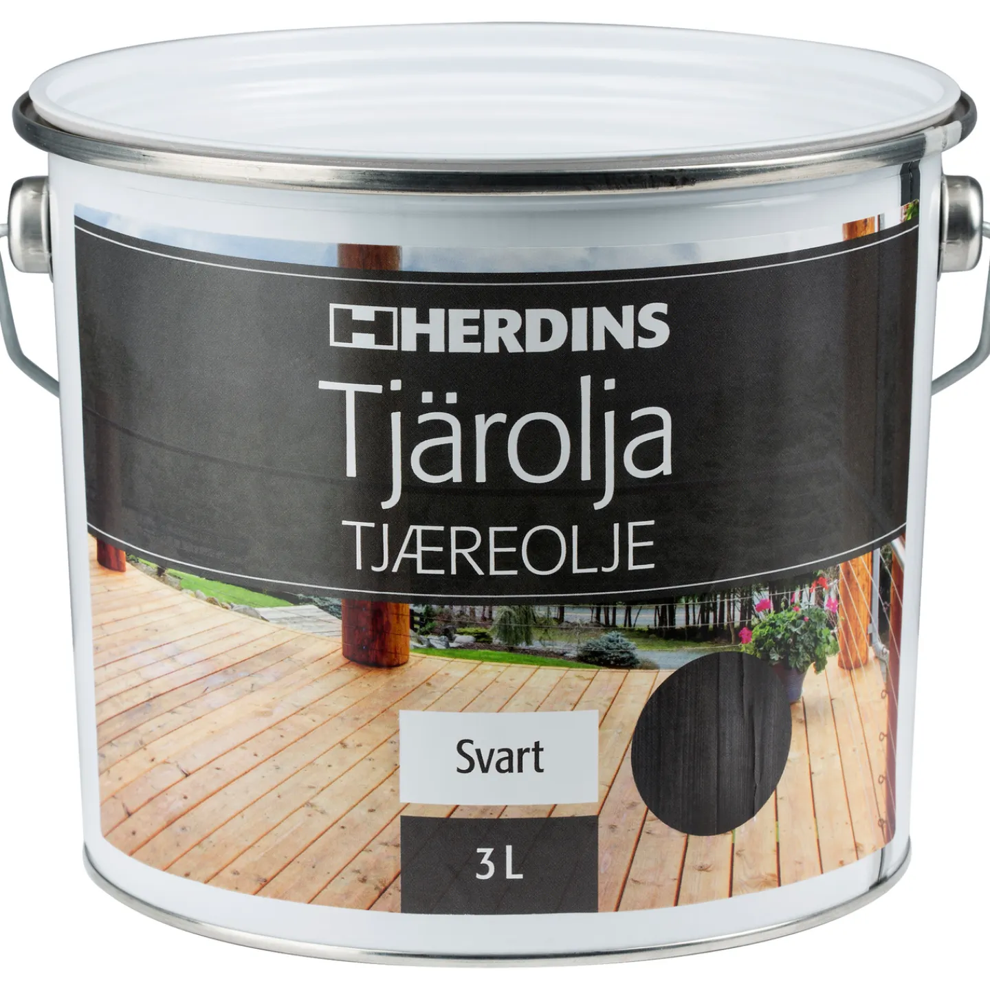 HERDINS Oljor Och Träskydd<TJÄROLJA SVART 3L