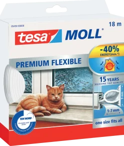 TESA Tätningslist<TÄTLIST 5450 SILI VIT 9MM