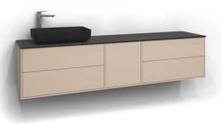 SVEDBERGS Badrumsmöbler<TVÄTTSTÄLLSSKÅP EPOS PLAN VIT ASK 2+1+2L ÖPPEN PUSH 199X45,3X45