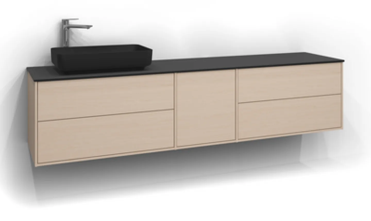 SVEDBERGS Badrumsmöbler<TVÄTTSTÄLLSSKÅP EPOS PLAN VIT ASK 2+1+2L ÖPPEN PUSH 199X45,3X45