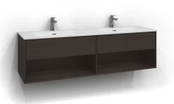 SVEDBERGS Badrumsmöbler<TVÄTTSTÄLLSSKÅP EPOS PLAN BRUN ASK 1+1L ÖPPEN PUSH 159X45,3X45CM