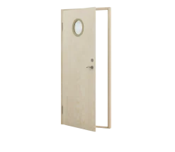 CELLO Förrådsdörrar<VARMFÖRRÅDSDÖRR 90X200 H RUNT FÖNSTER OBEHANDLAD