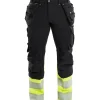 BLÅKLÄDER Varselkläder<VARSELBYXA 1993 1642 4-VÄGS STRETCH SVART/VARSELGUL D104