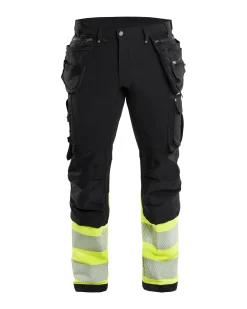 BLÅKLÄDER Varselkläder<VARSELBYXA 1993 1642 4-VÄGS STRETCH SVART/VARSELGUL D104
